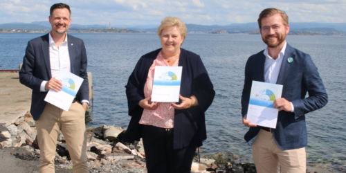 Både bistandsminister Dag-Inge Ulstein, statsministeren og klima- og miljøminister Sveinung Rotevatn hadde tatt turen til Vindenes på Sotra for å lansere regjeringens plaststrategi.